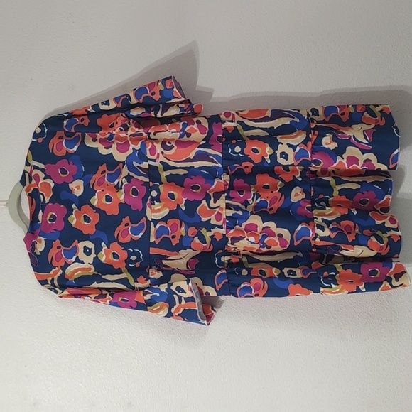 Ruffled Floral 3/4  Bell Sleeve Tiered Pull Over Dress Size L - Picture 4 of 6